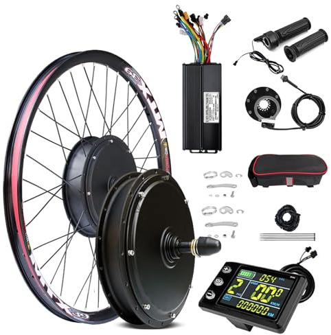 SNHMFUH Kit de conversión de bicicleta eléctrica de 52V 2000W 20 - 29 motor de rueda trasera 135mm - 142mm dropouts con pantalla a color S866 controlador de 3 modos 45A para bicicletas de carretera