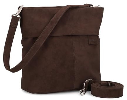 Zwei Damen Handtasche Mademoiselle.M M8 Crossbody Bag 3 L Umhängetasche aus Kunstleder mit Geheimfach & Hauptfach mit Reißverschluss, inkl. kurzem & langen abnehmbaren Schultergurt (nubuk-espresso)