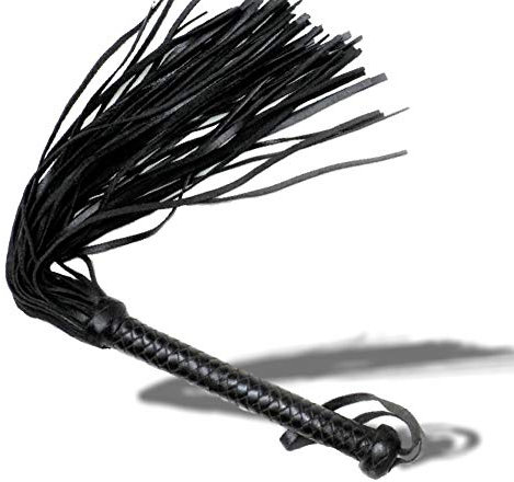 Soft Premium Leather Flogger Whip with 50 Tails Braided Handle Grip and Wrist Strap