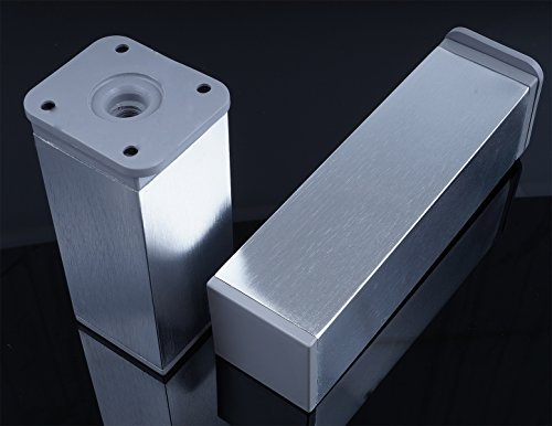 Stahlia Möbelfüße verstellbar quadratisch 150mm (4 Stück) Edelstahl Optik 40x40mm Füße für Möbel Möbelerhöhung Schrankfüsse Möbelbeine Schrankbeine