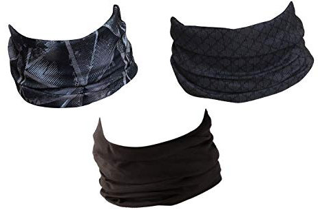 Hilltop 3 x Motorrad Multifunktionstuch, Kopftuch, Halstuch, Bandana 3-er Set in den besten Designs, 3er Set:Grau Selektion