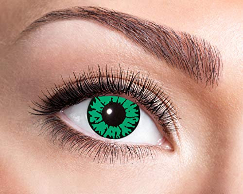 Zoelibat - Lenti a contatto colorate, qualità marca, lenti settimanali, 2 pezzi, BC 8.6 mm/DIA 14.5 mm, rettile, per Halloween, carnevale, verde