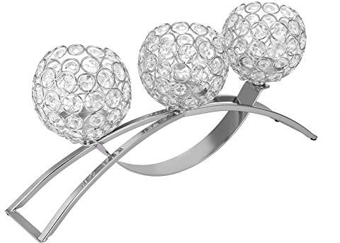 Candelabro de cristal candelabro, candelabro candelabro de 3 cabezales, forma de para cenar a la luz de las velas romántica, decoración de mesa, boda, novia (plata)