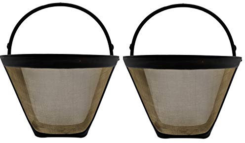 Blendin Reusable #4 Cone Style Gold Stainless Steel Mesh Coffee Filter, Compatible with Cuisinart GTF-4 and some other Coffeemaker Brewers (2 Pack)