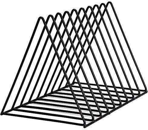 WJYLM Triangle Livre Support de Rangement Magazine Rack, Robuste de Stockage de Bureau Book Rack File Organizer Bibliothèque Métal Magazine Journal Porte pour Bureau,Noir