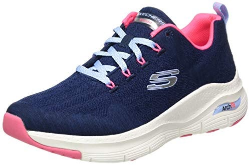 Skechers Baskets confortables pour femme Arch Fit, Bordure en tricot Nvy Htpnk, 3 UK