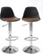 KAYELLES Lot de 2 tabourets de Bar Design Coussin Simili Cuir Effet Vintage rembourré, Repose Pied, Pied chromé réglable en Hauteur et pivotant 360° SIG + (Noir-Marron)