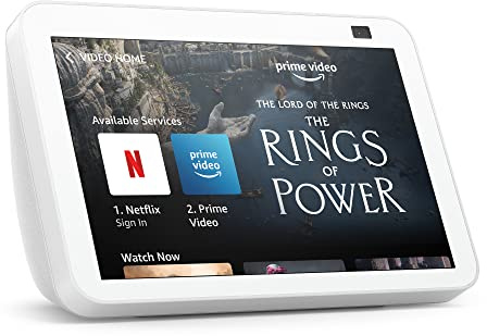 Echo Show 8 | 2nd generation (2021 release), HD smart display with Alexa and 13 MP camera | Glacier White