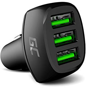 Green Cell® GC PowerRide 54W Cargador de Coche USB de 3 Puertos, Encendedor de Cigarrillos Ultra Charge Compatible con iPhone 13 12 11 XS X SE | Samsung Galaxy S22 S21 S20 Note 20 | Xiaomi Mi 12 11