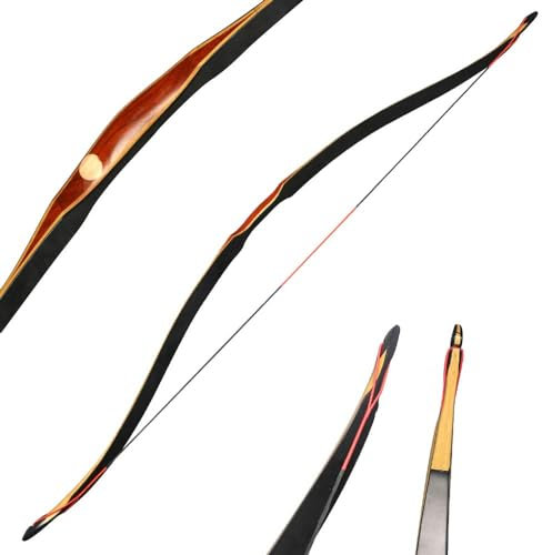 ZSHJGJR Traditioneller Langbogen Handgefertigt Recurvebogen Jagd Bogen 30-50lbs Bogenschießen Reiterbogen Sportbogen Erwachsene Holzbogen zum Jagen und Schießen (50lbs)