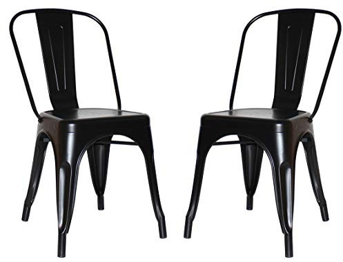 pemora 2-er Set Bistrostuhl Stapelstuhl Metallstuhl Küchenstuhl Industrial-Design Stuhl für Garten Balkon Factory schwarz