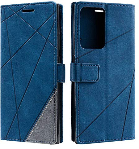 SONWO Hülle für Samsung Galaxy Note 20 Ultra, Premium Leder PU Handyhülle Flip Case Wallet Silikon Bumper Schutzhülle Klapphülle für Galaxy Note 20 Ultra, Blau