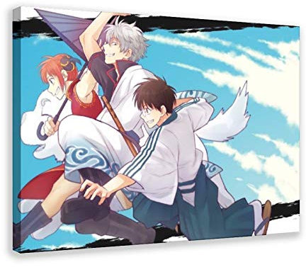 Anime-Poster Gin Tama 28 Leinwand Poster Schlafzimmer Dekor Sport Landschaft Büro Zimmer Dekor Geschenk 60 × 90 cm Rahmen: