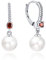 JO WISDOM Damen Perlen Ohrringe Perlenohrringe Silber 925 Hängend Hochzeit Ohrringe mit 8MM Perlen 3A Zirkonia Januar Geburtsstein Granatfarbe,Schmuck für Frauen