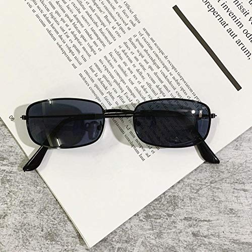 WQZYY&ASDCD Sonnenbrille Herren Damen Kleine Vintage Retro Shades Rechteck Uv400 Metall Quadratischer Rahmen Klare Linse Brille Männer Frauen Brille