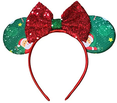 Serre-tête Père Noël à paillettes Minnie Nœud Taille unique