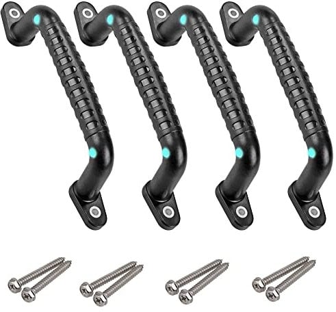Dakzhou 4 leuchtende Sicherheitsgriffe für Spielplatz, stabile Schaukel-Sets, Sicherheitsgriff-Spielzeug, Dschungel-Gymnastik und Spielzimmer-Leitergriffe, Türgriffe, Etagenbettgriffe (schwarz)