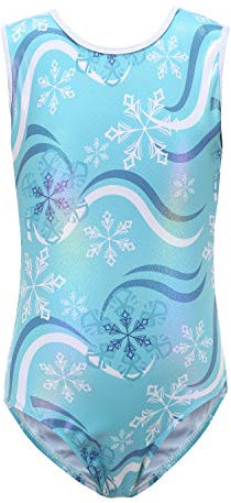 Cucudy Gymnastikanzug für Mädchen, Blau/Weiß/Gelb/Rosa/Grün/Lila/Rot/RosyRainbow/Farbverlauf, Farbverlauf, glitzernd, ärmellos, Turnanzug, tanzend, Ballett, Gymnastik, grün, 7-8 Jahre