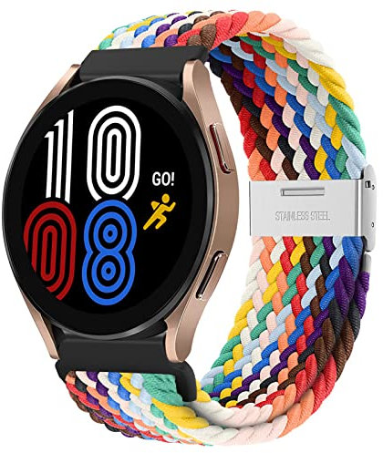 Geflochtene Elastische Nylon Loop Strap für Samsung Galaxy Watch 7/6/5/4 40mm 44mm 42mm 46mm 43mm 47mm Armband, Frei Einstellbar Dehnbares Nylon Sport Uhrarmband 20mm für Galaxy Watch 5 Pro 45mm