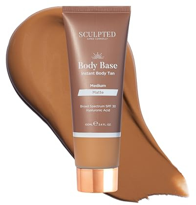 Body Base Instant Tan from Sculpted by Aimee Connolly 100ml - Water-Resistant, Hydrating, Luminous Lotion with SPF30 for an Instant Natural Tan (Medium Matte)