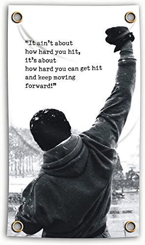 Rocky Balboa Sonnenschein und Regenbogen, motivierende Flagge, 90 x 150 cm, Wanddekoration, Bodybuilding, Wandbehang, Wandtapete, Studentenwohnheim, Poster