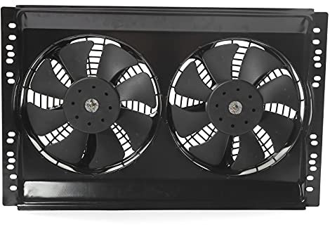 Ventilateur de Refroidissement de Radiateur de Voiture, Radiateur 12V 80W Double Ventilateur de Refroidissement Cadre en Fer Réservoir D'eau Haute Puissance Dissipation Thermique Modification Universe