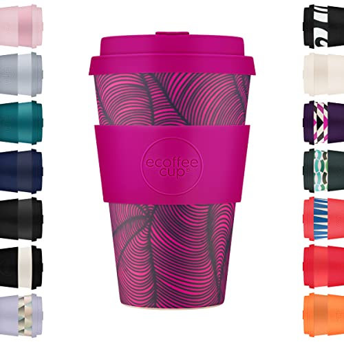 Ecoffee Cup 14oz 400ml Reusable Eco-Friendly 100% Plant Based Coffee Cup with Silicone Lid & Sleeve - Melamine Free & Biodegradable Dishwasher/Microwave Safe Travel Mug, Otrobanda