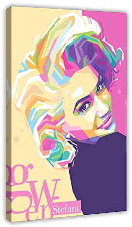 MJKO Star Gwen Stefani Kunst Leinwand Poster Wandkunst Dekor Druck Bild Gemälde für Wohnzimmer Schlafzimmer Dekoration Rahmen Stil 08x12inch (20x30cm)