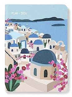 Letts of London Wanderlust A6 Woche auf 2 Seiten mehrsprachig Santorini 2024