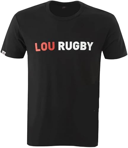 Macron T-Shirt Herren Lou Rugby Vintage Offizielles Lyon, Schwarz , L