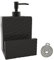 Karisky Dish Soap Dispenser and Sponge Holder, Matte Ceramic Hand Soap Dispenser for Kitchen Sink, Farmhouse Liquid Soap Dispenser Pump for Kitchen Countertop, Bathroom (Black Wavy)