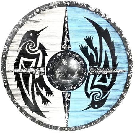 Better Buy Handicraft Wikingerschild aus Holz, rund, Valhalla, Raben, Wikinger, Cosplay, Wikinger, Wandkunst, Dekoration