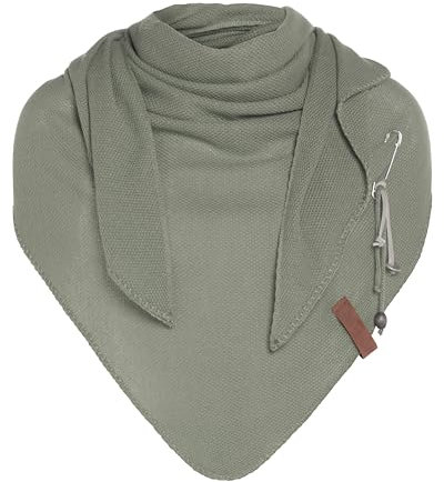 KNIT FACTORY - Lola Dreieckstuch - Fein Gestrickter Damen Schal - Tuch Schal - Für Frühling und Sommer - Baumwollmix - Urban Green - 190x85 cm
