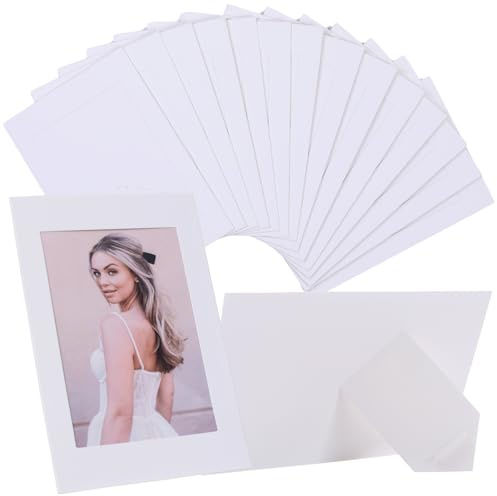 Meonua 4 x 6 Paper Picture Frames,Cardboard Photo Frame with Easel,Standing Paper Frames Bulk for DIY,Crafting,Classroom,Wedding,Graduation(50Count,White)