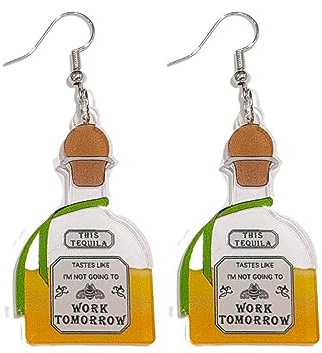 Acrylic Beer Bottle Earrings Simulation Wine Glass Whisky Earrings Tequila Vodka Bottle Drop Dangle Earrings Creative Party Jewelry for Women, S, Acrylic, No Gemstone