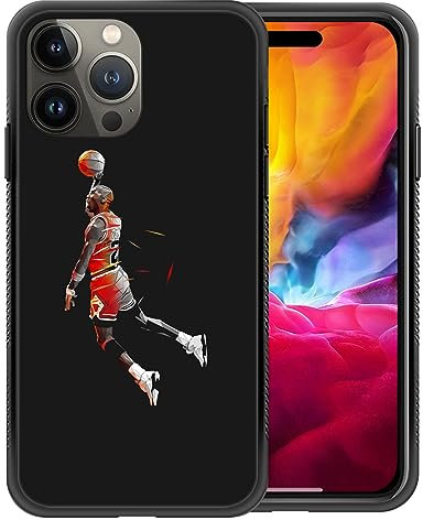 CARLOCA Schutzhülle für iPhone 15 Pro Max, Basketballspieler-Design mit 152-Muster, Rückseite aus gehärtetem Glas und weichem Silikon, Stoßdämpfung, Schutzhülle für iPhone 15 Pro Max