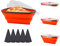 Gearific Contenedor plegable de silicona para almacenamiento de pizza con tapa, contenedor de almacenamiento de pizza reutilizable con 100 piezas de papel para hornear, recipiente de pizza para
