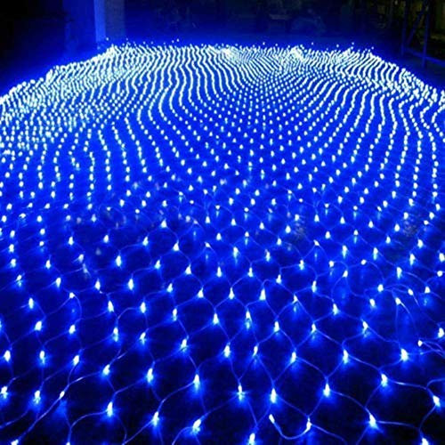 KINGCOO Lichternetz Solarleuchten Außen, Wasserdichte 1.5Mx2M 120LED Solar Baum Lichterkette Netzlicht Mesh Lichtervorhang für Garten Innen Weihnachten Hochzeit Party Dekorationen (Blau)