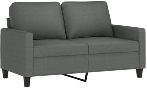 vidaXL Sofa 2 Sitzer, Couch für Wohnzimmer, Polstersofa mit Metallgestell, Loungesofa Zweisitzer Wohnzimmersofa Wohnzimmermöbel, Dunkelgrau Stoff