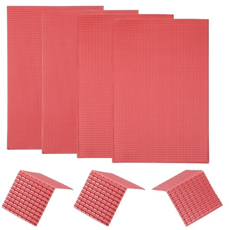 sourcing map Pack von 4 Miniatur Dachziegel 29.5x19.5cm/1.16x0.76 Rot 1:50 | PVC Modell Dachziegel Mini Heimwerker Dachziegel Modell Bau Set, Für Modellbau Puppenhäuser Garten Schleifentisch