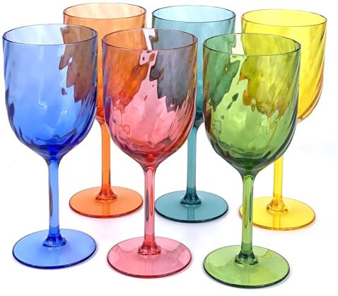 Yalin Wein- und Wasserbecher, unzerbrechlich, 340 ml, Acryl, stapelbar, mehrfarbig, 425 ml, 6 Stück