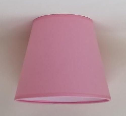 Lot de Deux, 20 cm Cône Abat-jour, Tissu en Coton avec dos en PVC blanc, Produit fait main, pour Lampe de table, Lampadaire (Rose)