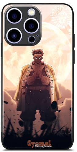 HWLHJJ Gyomei Himejima Stone Hashira Black Anime Protective Case, Manga Mobile Phone Case in Unique Cool Manga Style for iPhone 15 Pro Max