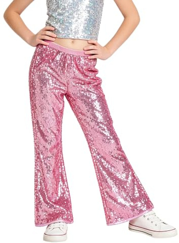 LOLANTA Mädchen Paillettenhose, glitzernde Disco Schlaghose, Party und Hip Hop Tanzbekleidung