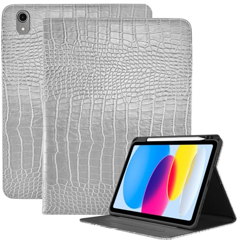 Deokke Hülle für iPad 11th Generation 11 Inch 2025 (A16),Generation/iPad 10 Generation Case 2022 10.9 Inch Case,Bleistifthalter Folio Crocodile Automat Schlaf/Wake Cover Frauen Mädchen