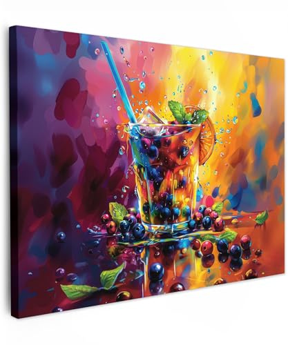 MuchoWow© Wandbilder Wohnzimmer Wanddeko Schlafzimmer Zimmerdeko | 70x50 cm - Wandgemälde Zimmer Deko auf Wand Dekoration Wall Art Bilder Küche - Cocktail - Obst - Farbenfroh - Getränk