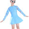 NautySaurs Girls Swimming Costume Long Sleeve One-Piece Swimsuit with Skirt Big Kids Swimwear with Swimming Cap (Blue, 11-12 Years)