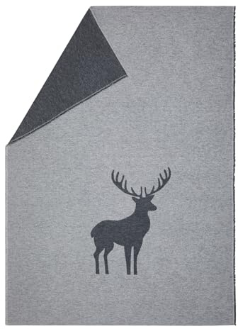 David Fussenegger leichte Kuscheldecke Hirsch Strukur 140x200cm weiche Flanelldecke aus Recycling-Baumwolle nachhaltig produziert ÖkoTex100 GRS Made in Austria Farbe Filz