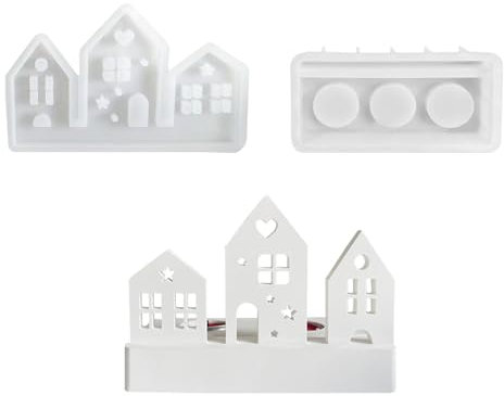 Silikonformen Gießformen Häuser, 3D Silikonform Haus Silikonform Kerzenhalter Silikonform Weihnachten Gießformen Silikon Gießform Haus Gips Zum Gießen Giessformen Silikon Gießform Kerzenhalter (D)