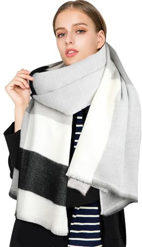 Superora Damen Schal XXL Schultertuch karierter Deckenschal Halstuch Karo Scarf kuschelig übergroßer Oversized Poncho 200 * 70cm